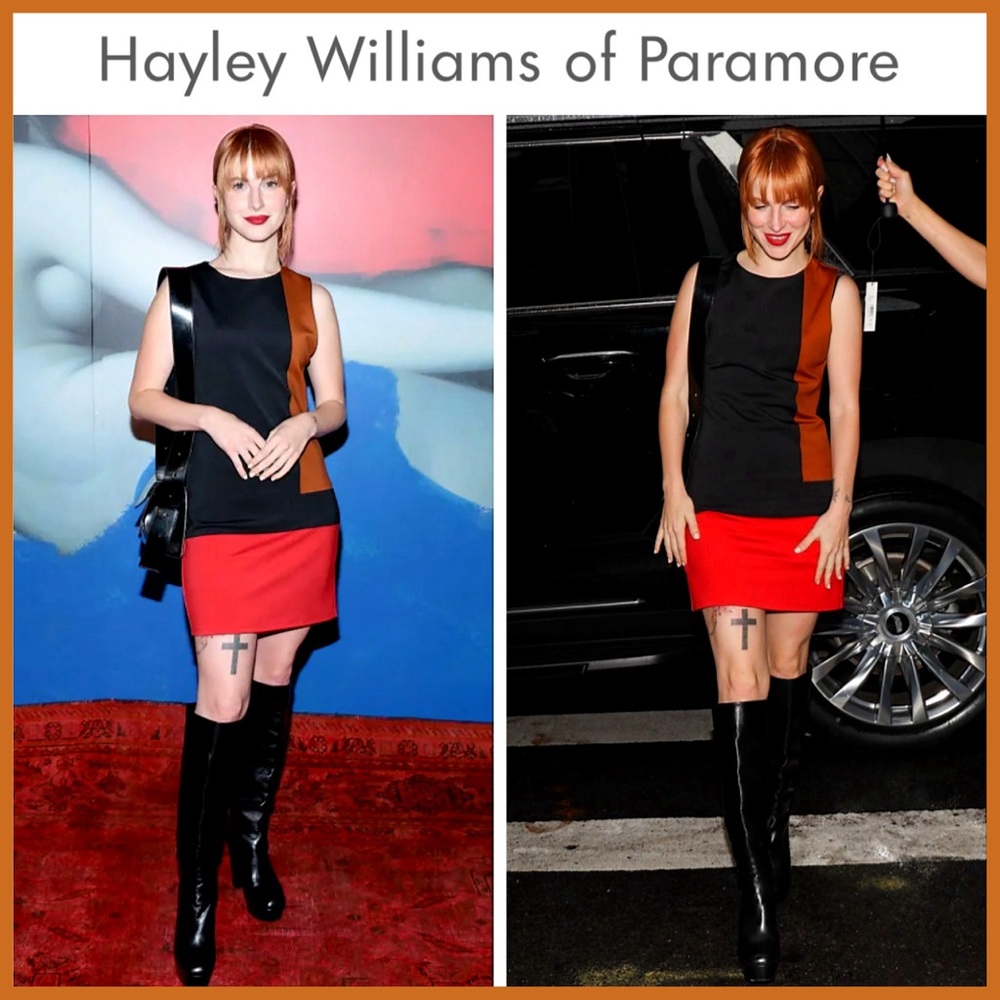 Alice + Olivia Wynell Black Red Brown Multicolored Colorblock Fitted Mini Dress - Picture 5 of 16